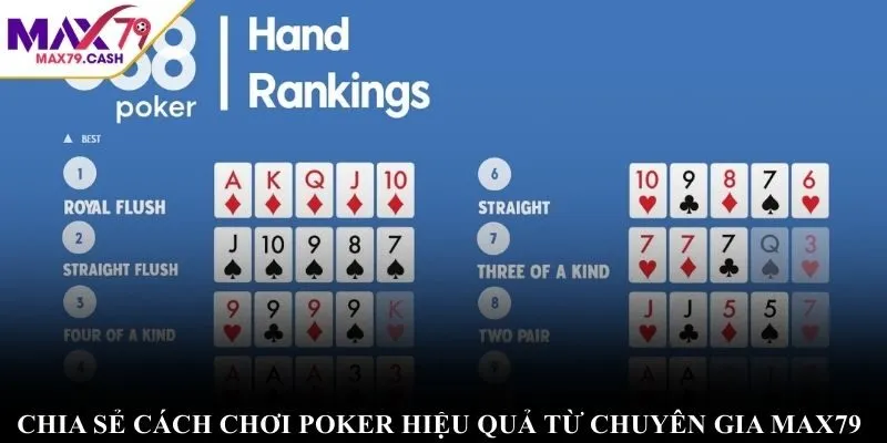 Chia sẻ cách chơi poker hiệu quả từ chuyên gia MAX79 